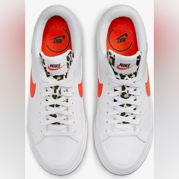 Nike Court Legacy Lift Leopard White Orange-Rattan-Black Sneakers Size 10 $94.99 - Picture 2 of 13